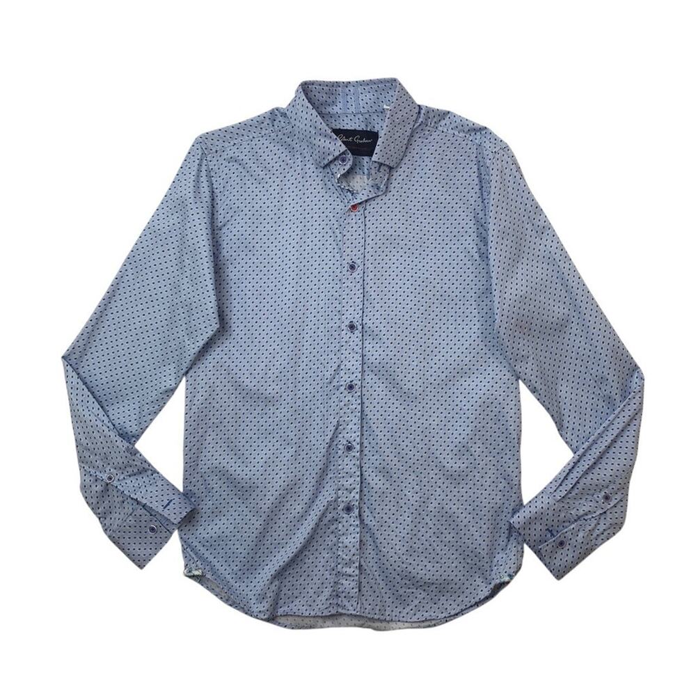 Robert Graham Shirt Mens S Small Tailored Fit Pacific Blue Cotton Printed